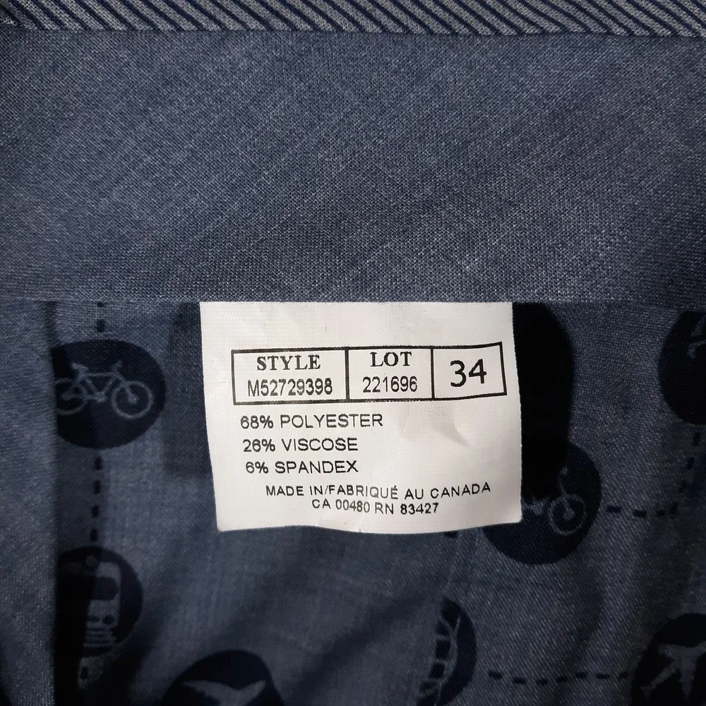 Ballin Comfort-EZE Dress Pants Mens Size 38 x 31 Blue Stretch Made In Canada